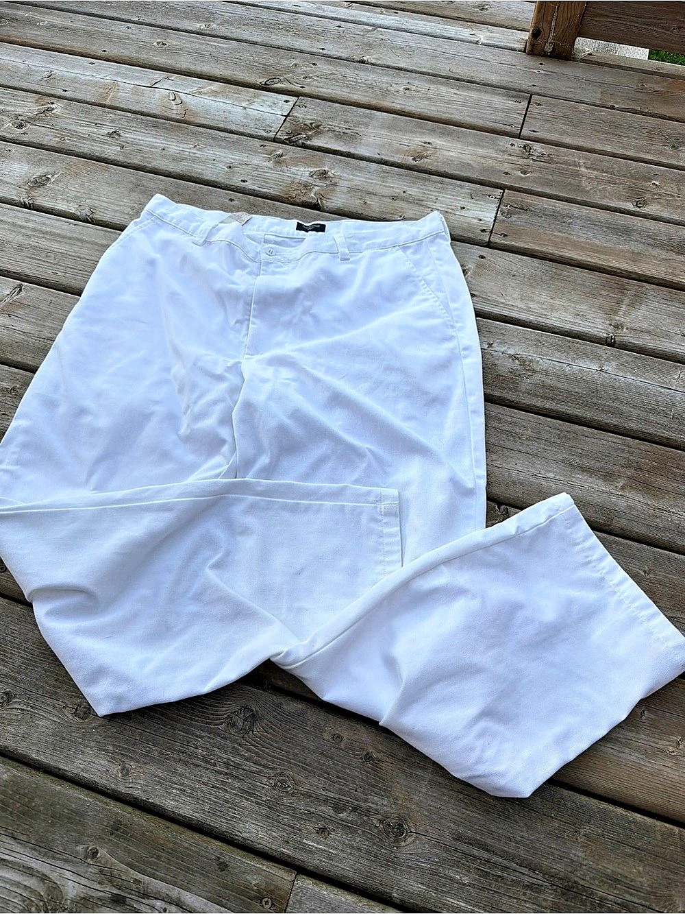 Dockers Men's White Chino Pants 38x32 Relaxed Fit Flat Front 100% Cotton